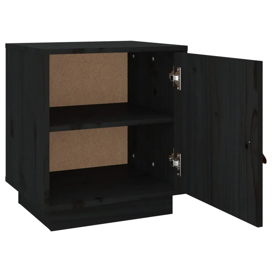 Table de chevet Noir 40x34x45 cm Bois de pin massif - 7