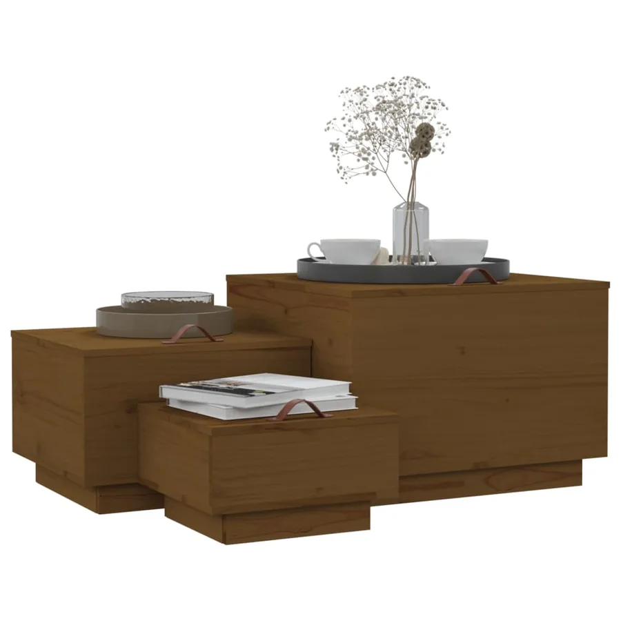 Boîtes de rangement avec couvercles 3 pcs Marron miel - 4