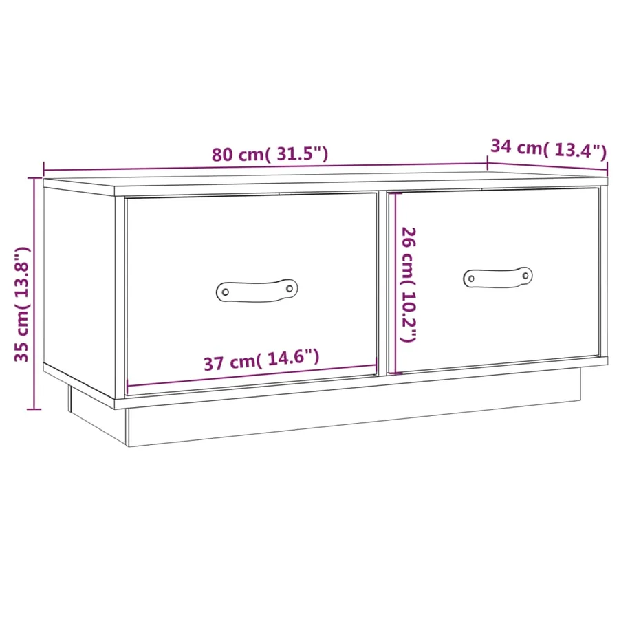 Meuble TV Marron miel 80x34x35 cm Bois de pin massif - 10