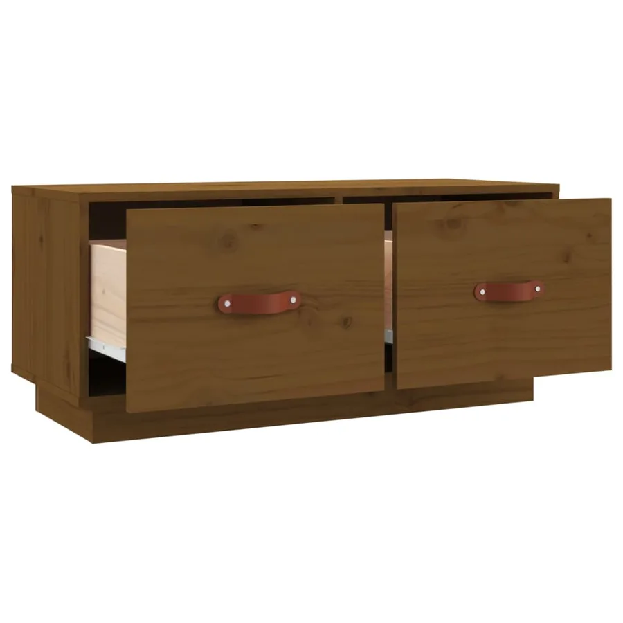 Meuble TV Marron miel 80x34x35 cm Bois de pin massif - 6
