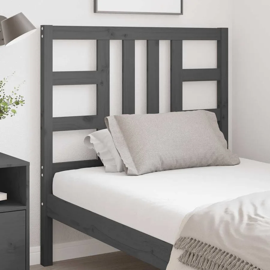 Tête de lit Gris 96x4x100 cm Bois massif de pin - 3