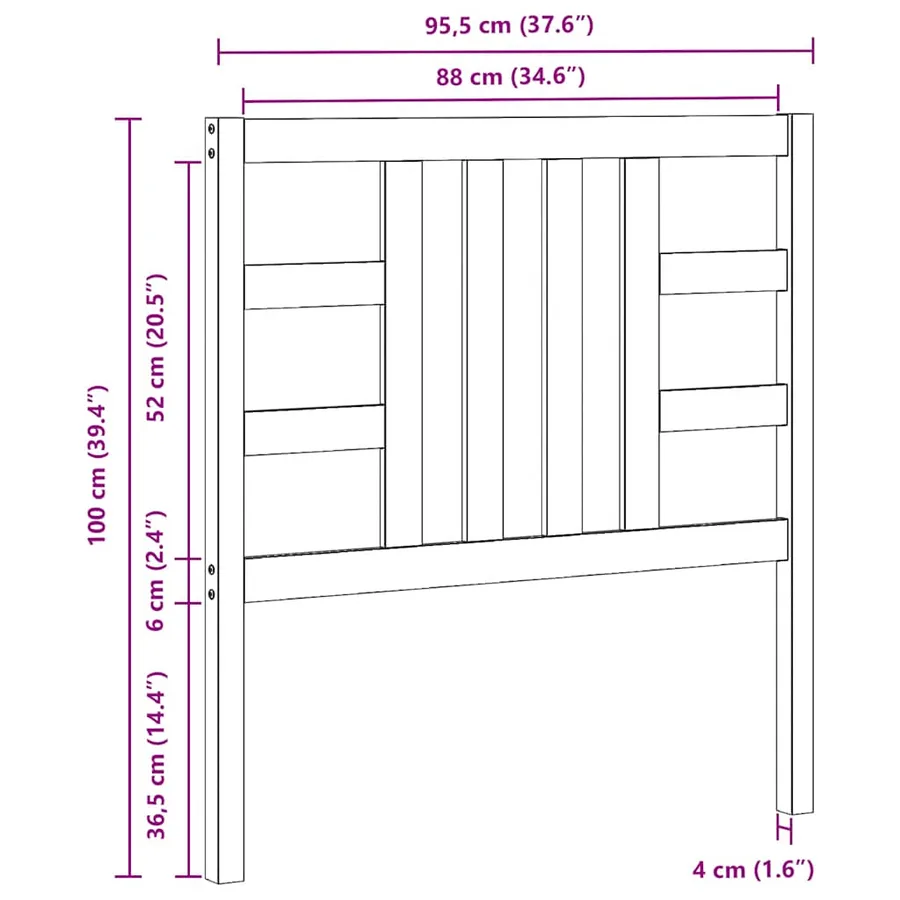 Tête de lit Gris 96x4x100 cm Bois massif de pin - 9