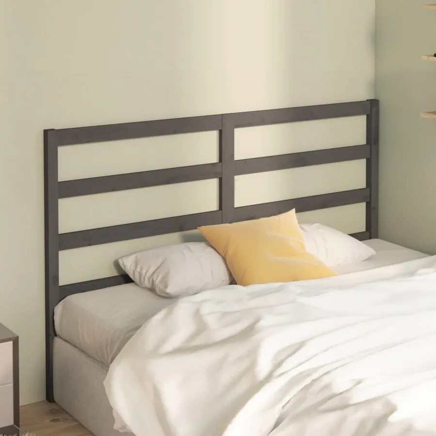 Tête de lit Gris 146x4x100 cm Bois massif de pin - 3