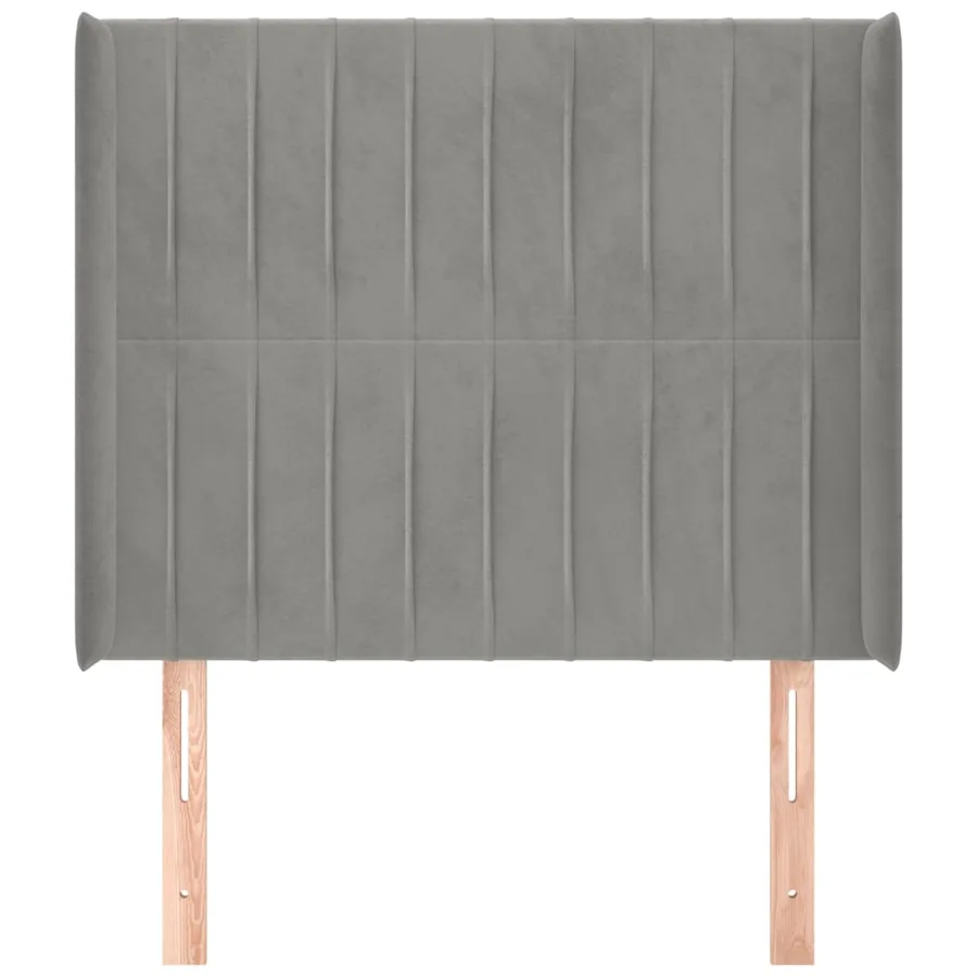 Tête de lit avec oreilles Gris clair 83x16x118/128 cm Velours - 3
