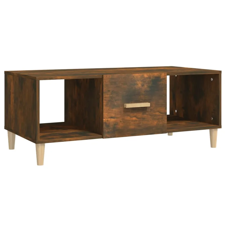 Table basse chêne fumé 102x50x40 cm bois d'ingénierie - 2