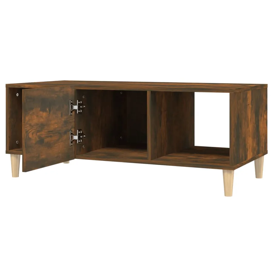 Table basse chêne fumé 102x50x40 cm bois d'ingénierie - 4