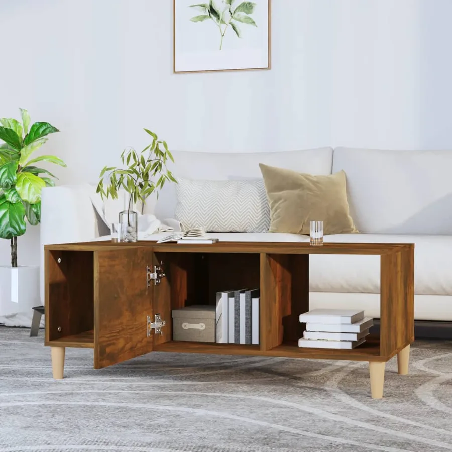 Table basse chêne fumé 102x50x40 cm bois d'ingénierie - 6