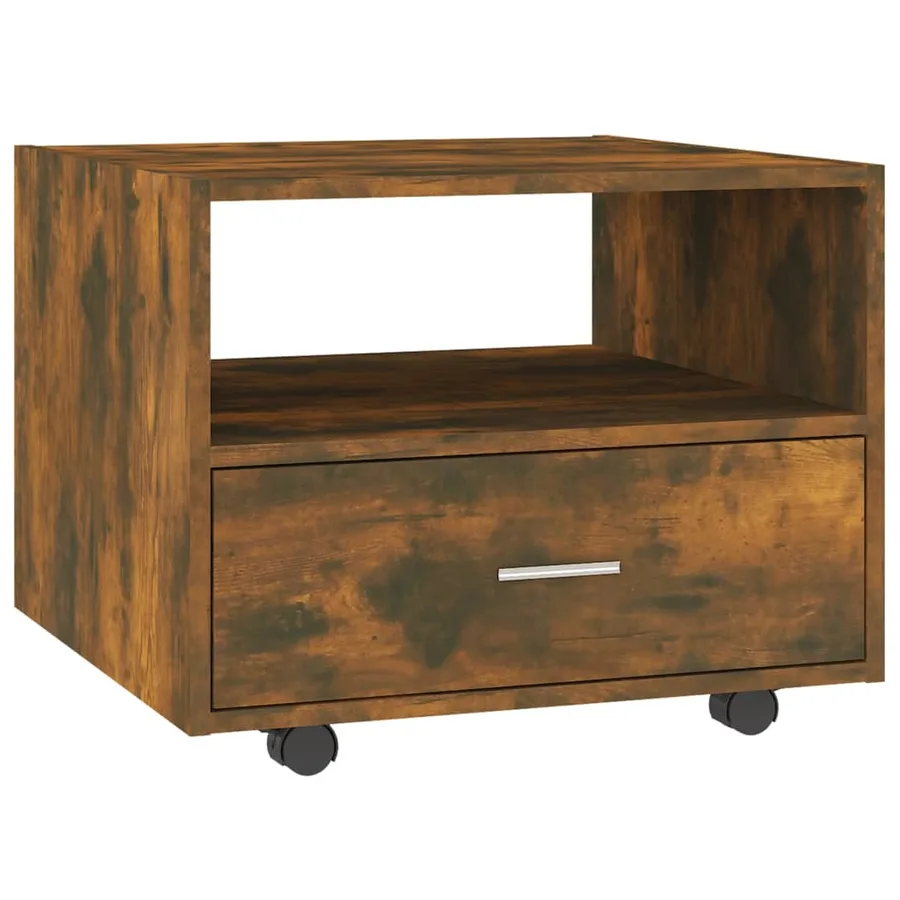 Table basse chêne fumé 55x55x40 cm bois d'ingénierie - 2