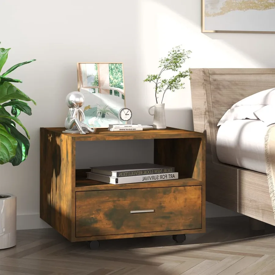 Table basse chêne fumé 55x55x40 cm bois d'ingénierie - 3