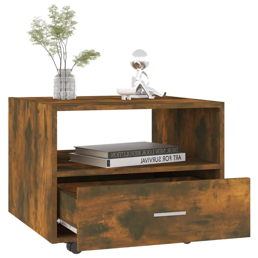Table basse chêne fumé 55x55x40 cm bois d'ingénierie - 4