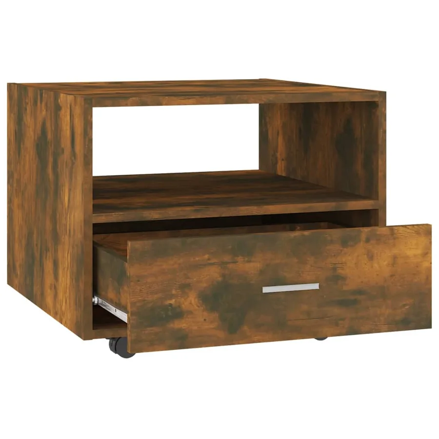 Table basse chêne fumé 55x55x40 cm bois d'ingénierie - 6