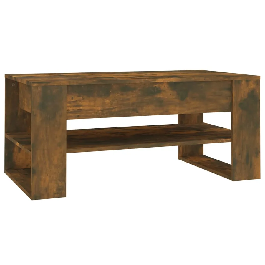 Table basse chêne fumé 102x55x45 cm bois d'ingénierie - 2