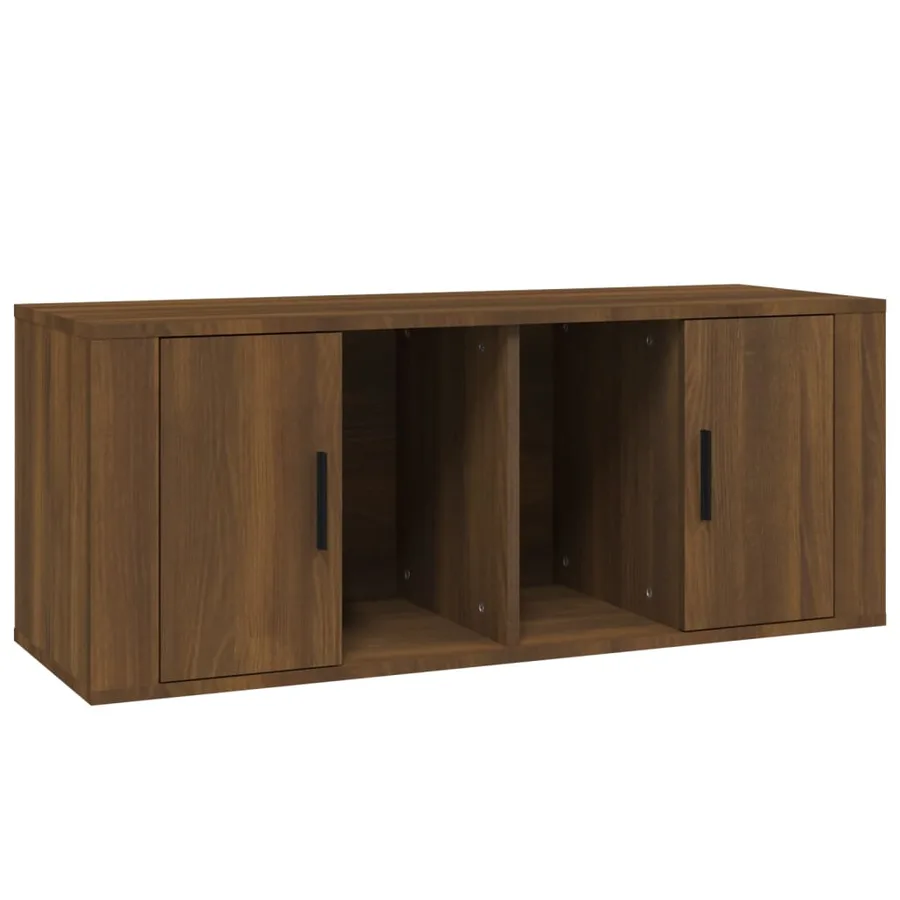 Meuble TV Chêne marron 100x35x40 cm Bois d'ingénierie - 2