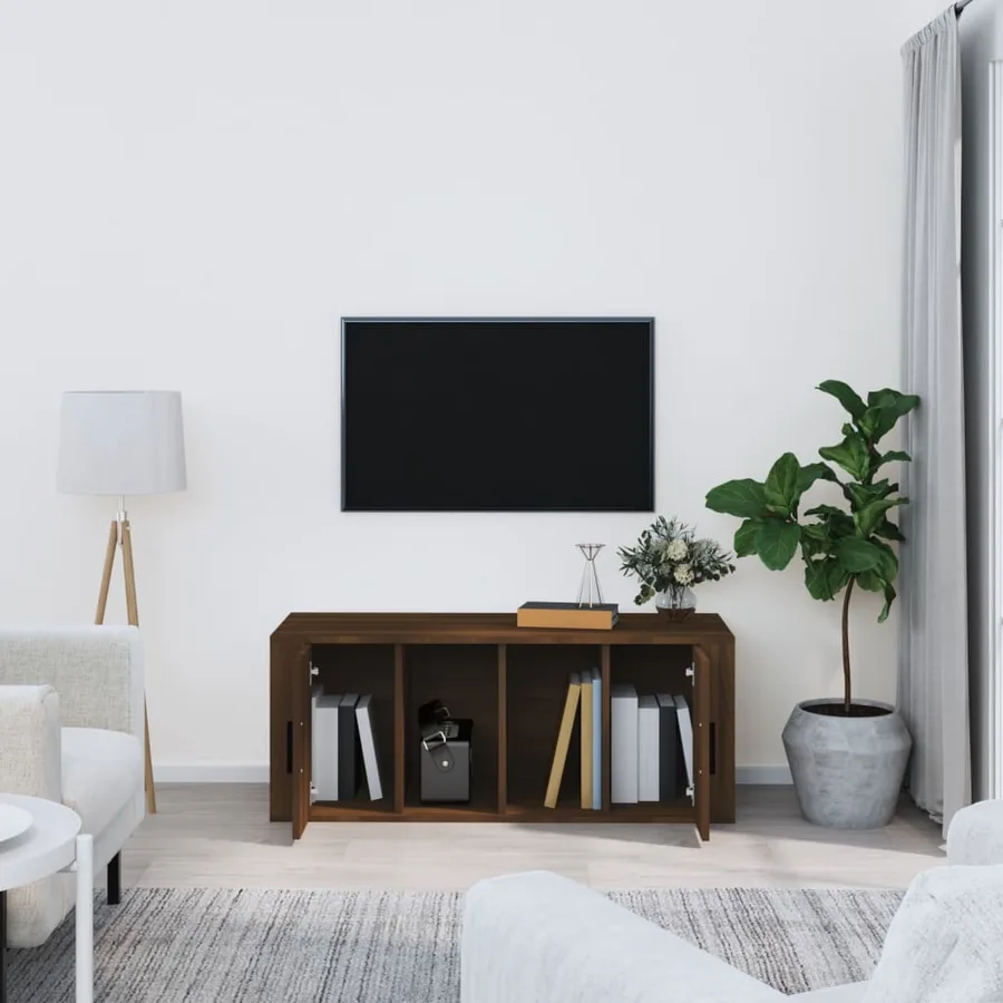 Meuble TV Chêne marron 100x35x40 cm Bois d'ingénierie - 3