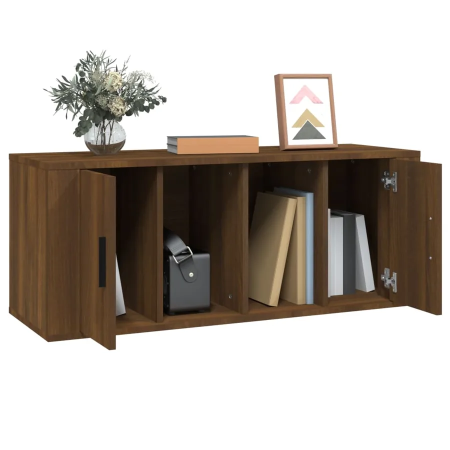 Meuble TV Chêne marron 100x35x40 cm Bois d'ingénierie - 4
