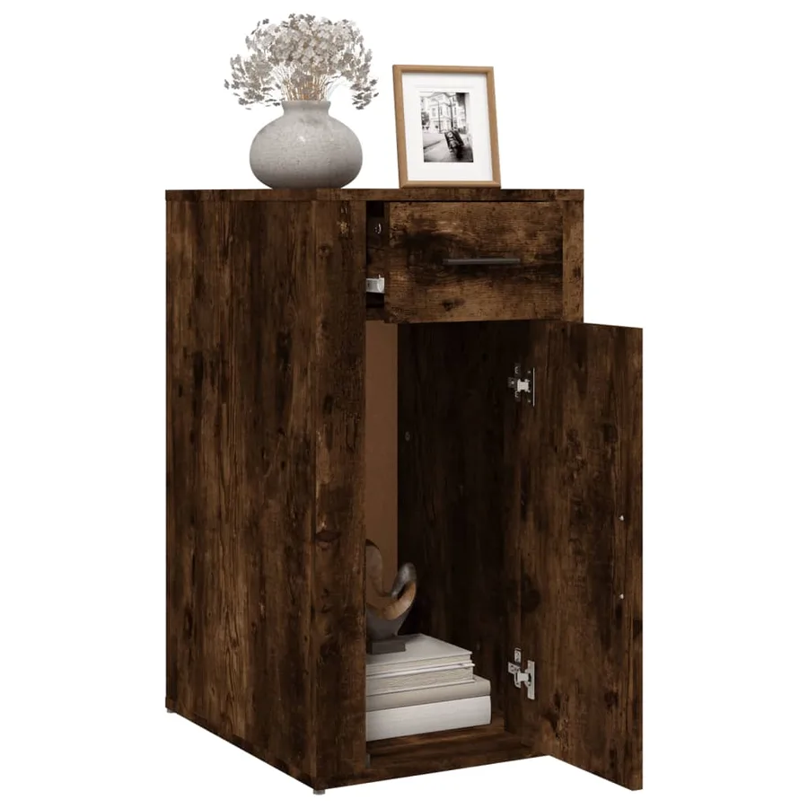 Armoire de bureau Chêne fumé 40x49x75 cm Bois d'ingénierie - 5
