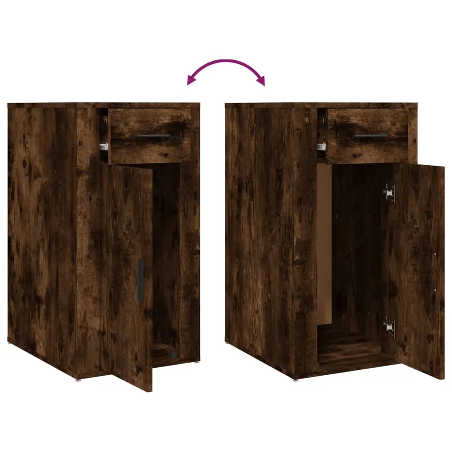 Armoire de bureau Chêne fumé 40x49x75 cm Bois d'ingénierie - 9