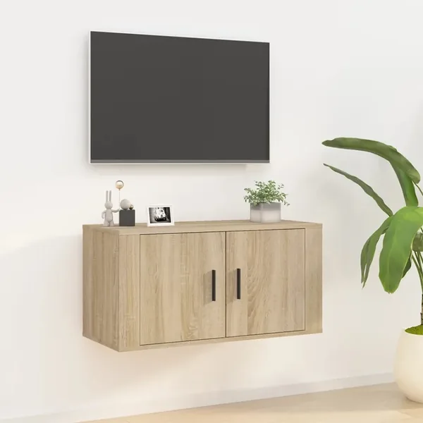 Meuble TV mural Chêne Sonoma 80x34,5x40 cm