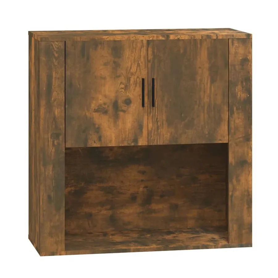Armoire murale Chêne fumé 80x33x80 cm Bois d'ingénierie - 2