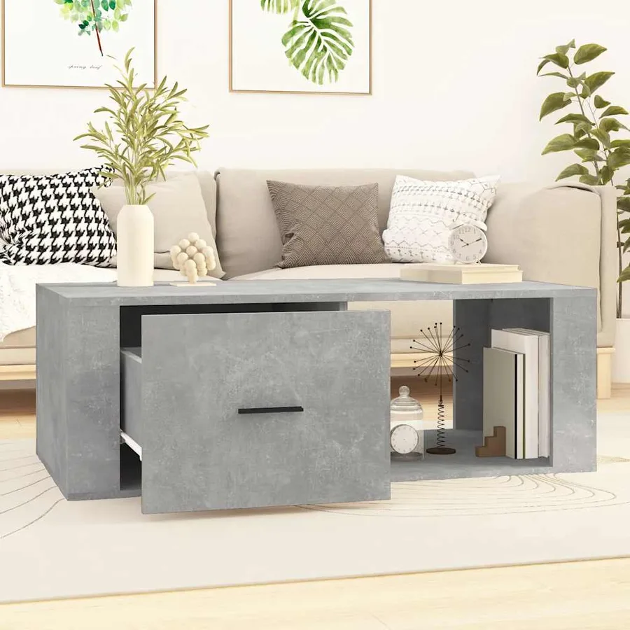 Table basse Gris béton 100x50,5x35 cm Bois d'ingénierie - 3