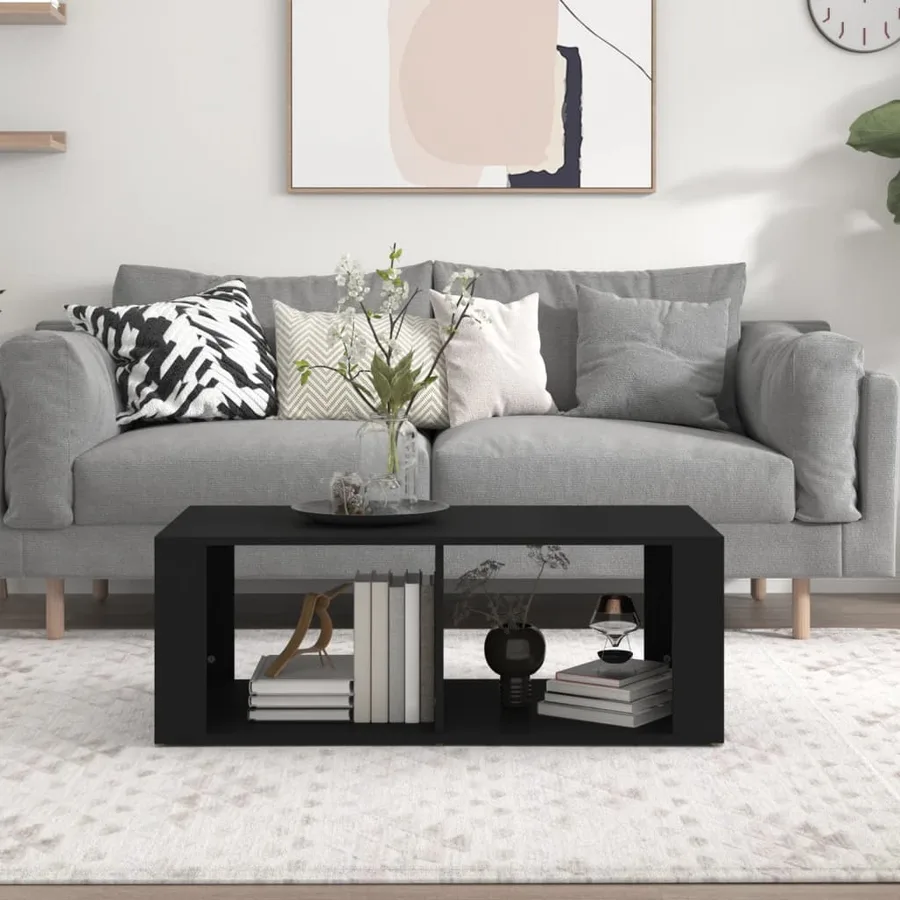 Table basse Noir 100x50x36 cm Bois d'ingénierie - 3
