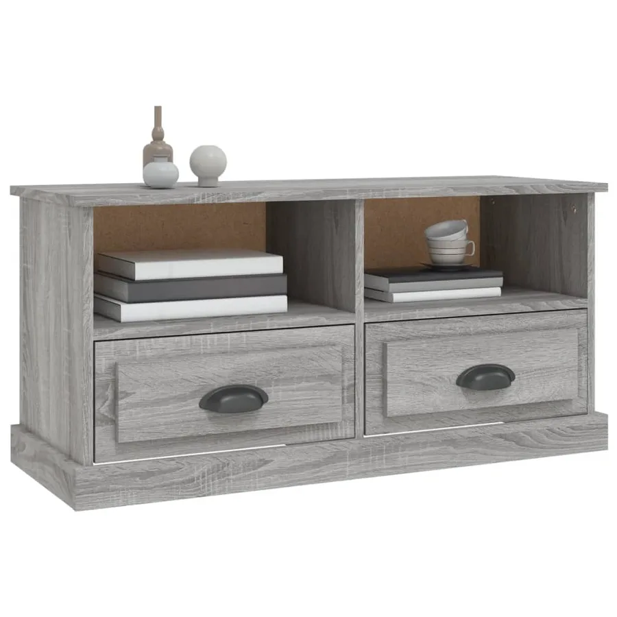 Meuble TV sonoma gris 93x35,5x45 cm bois d'ingénierie - 4