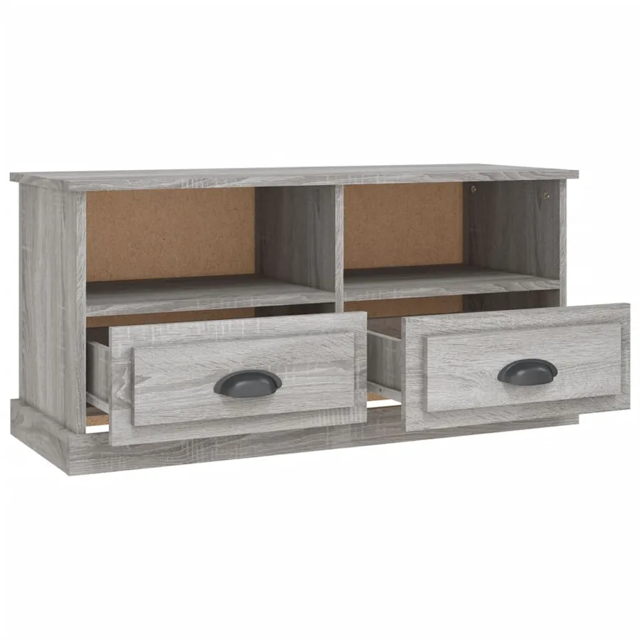 Meuble TV sonoma gris 93x35,5x45 cm bois d'ingénierie - 8
