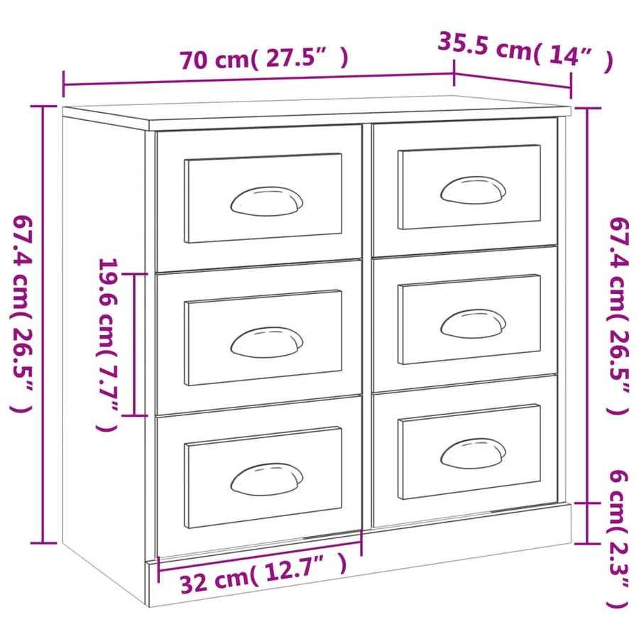 Buffet blanc 70x35,5x67,5 cm bois d'ingénierie - 10