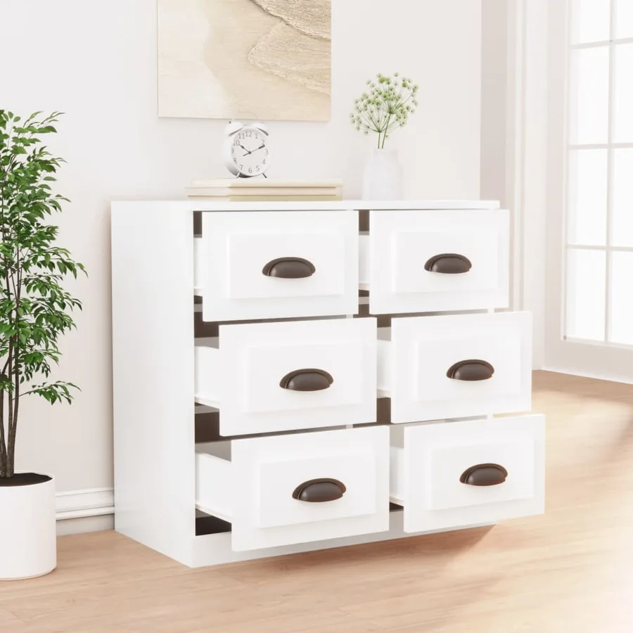Buffet blanc 70x35,5x67,5 cm bois d'ingénierie - 3