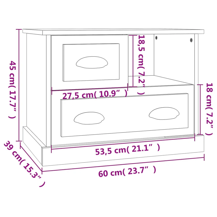 Table de chevet blanc brillant 60x39x45 cm - 11