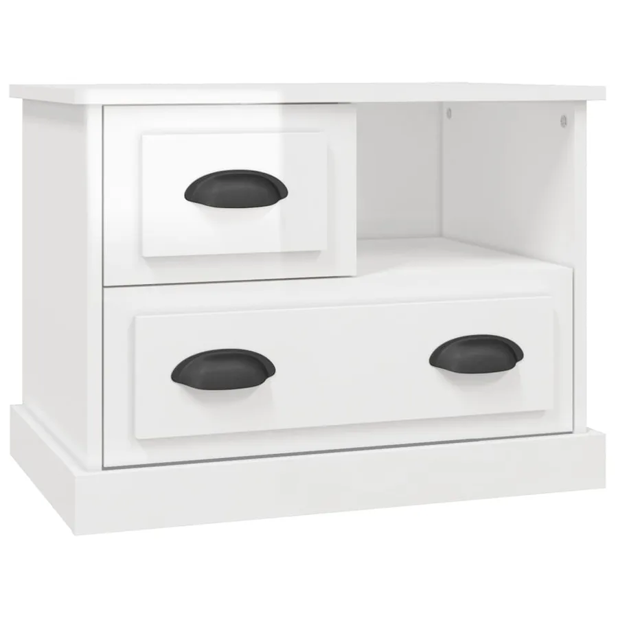 Table de chevet blanc brillant 60x39x45 cm - 2