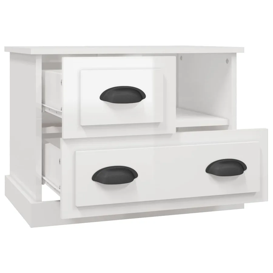 Table de chevet blanc brillant 60x39x45 cm - 6