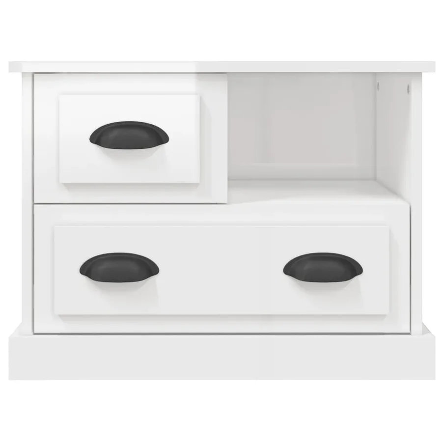 Table de chevet blanc brillant 60x39x45 cm - 7
