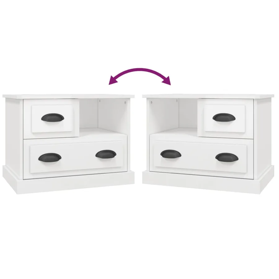 Table de chevet blanc brillant 60x39x45 cm - 9