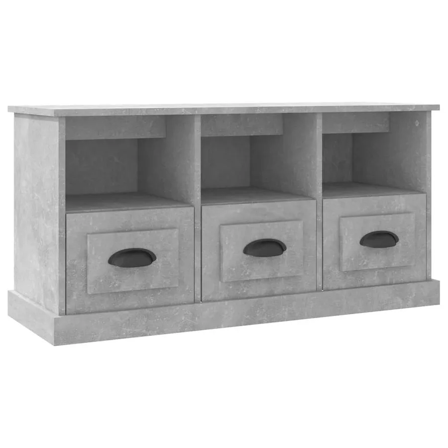 Meuble TV gris béton 100x35x50 cm bois d'ingénierie - 2