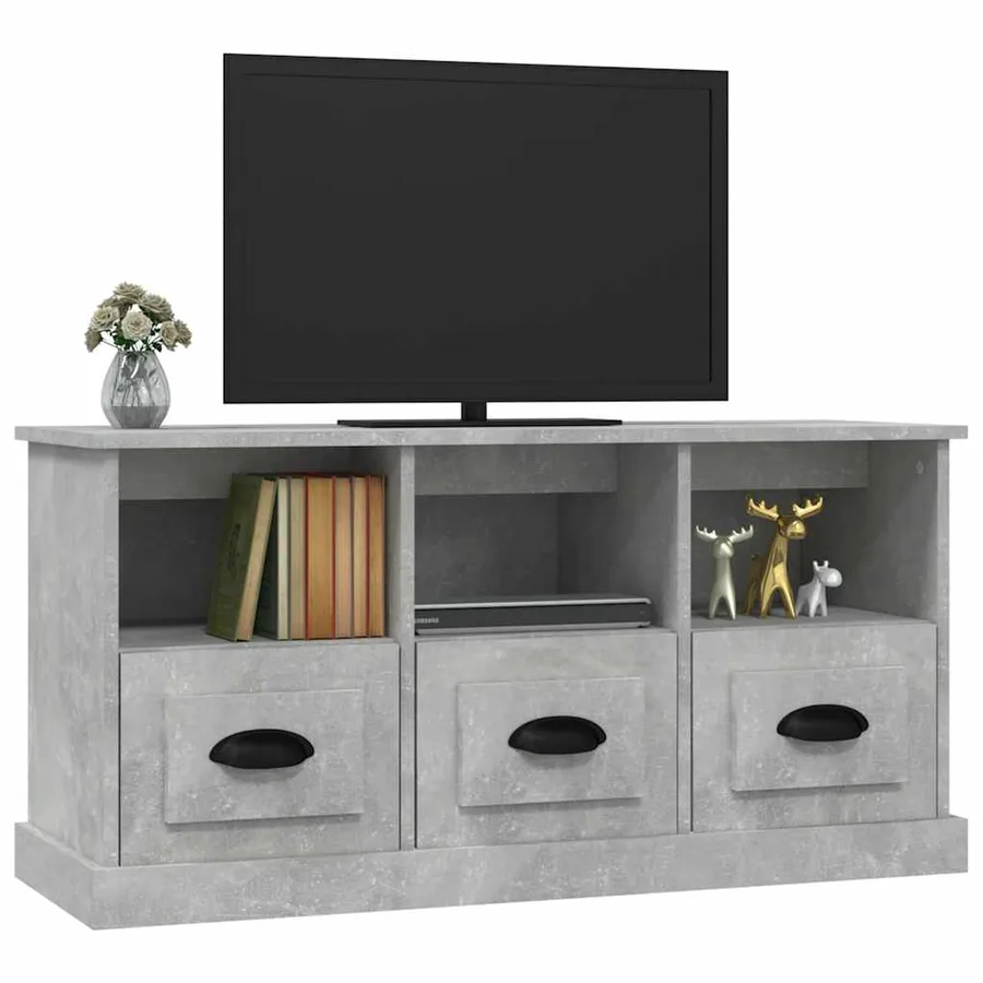 Meuble TV gris béton 100x35x50 cm bois d'ingénierie - 4