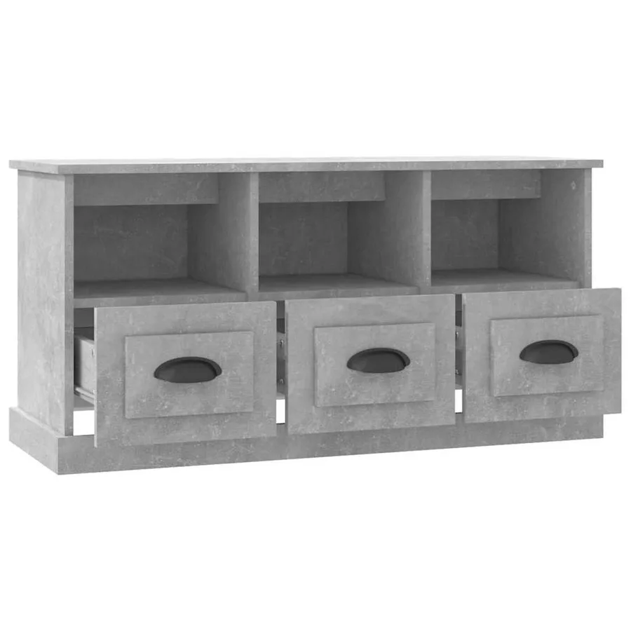 Meuble TV gris béton 100x35x50 cm bois d'ingénierie - 7