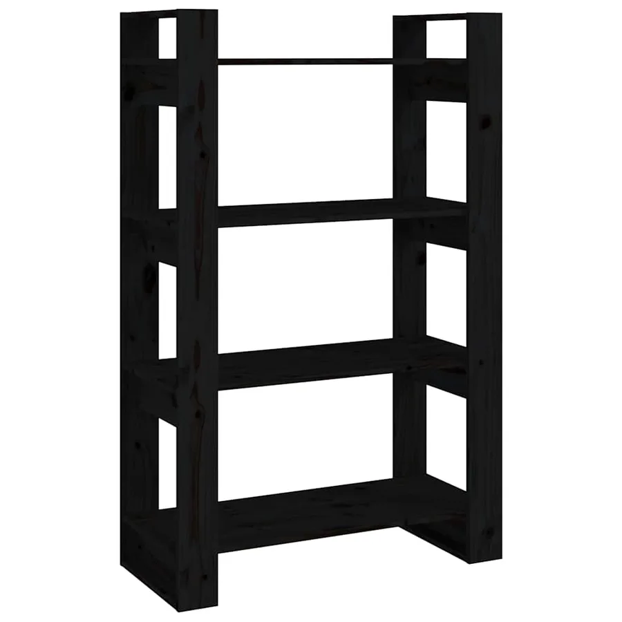 Bibliothèque/Séparateur de pièce Noir 80x35x125 cm Pin massif - 2