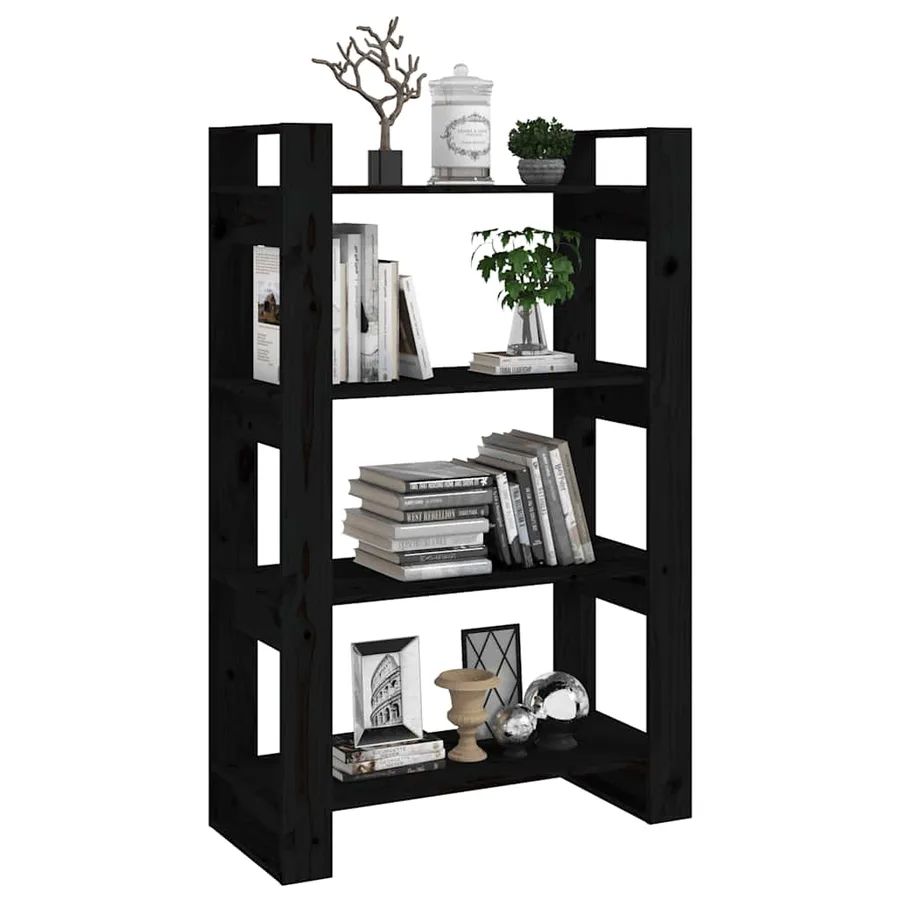 Bibliothèque/Séparateur de pièce Noir 80x35x125 cm Pin massif - 4