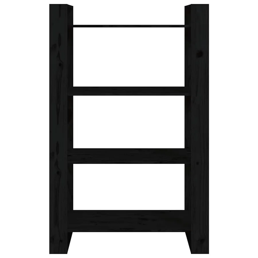 Bibliothèque/Séparateur de pièce Noir 80x35x125 cm Pin massif - 5