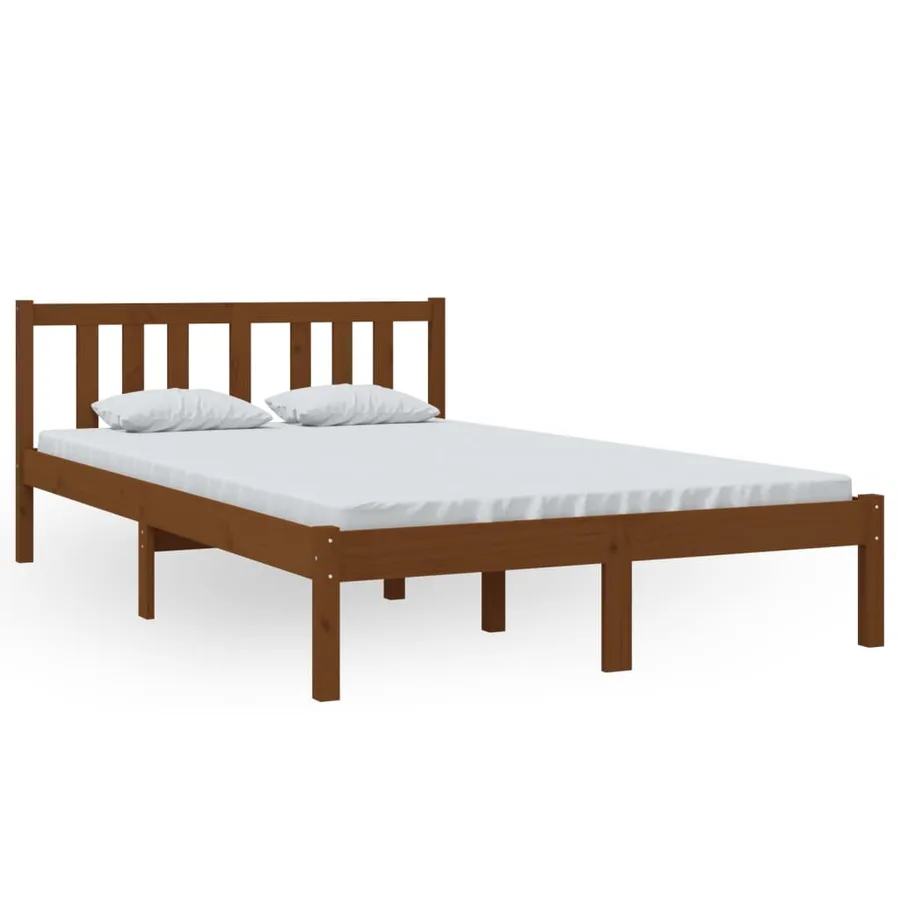 Cadre de lit sans matelas marron miel bois massif 120x200 cm - 2