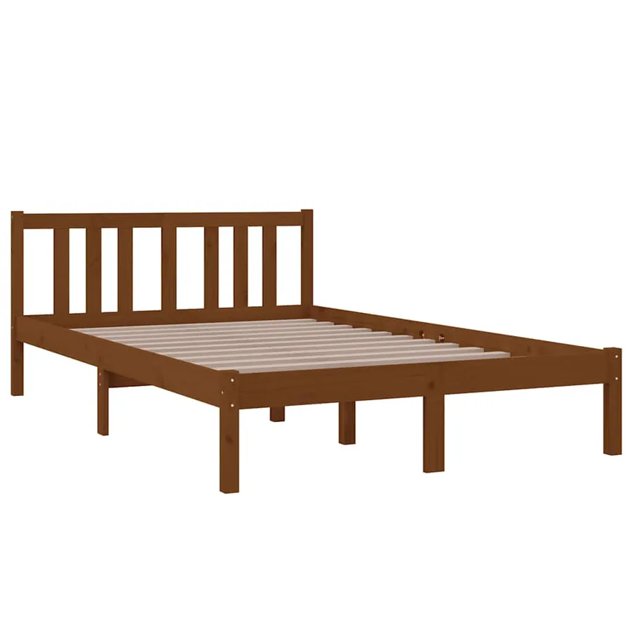 Cadre de lit sans matelas marron miel bois massif 120x200 cm - 3