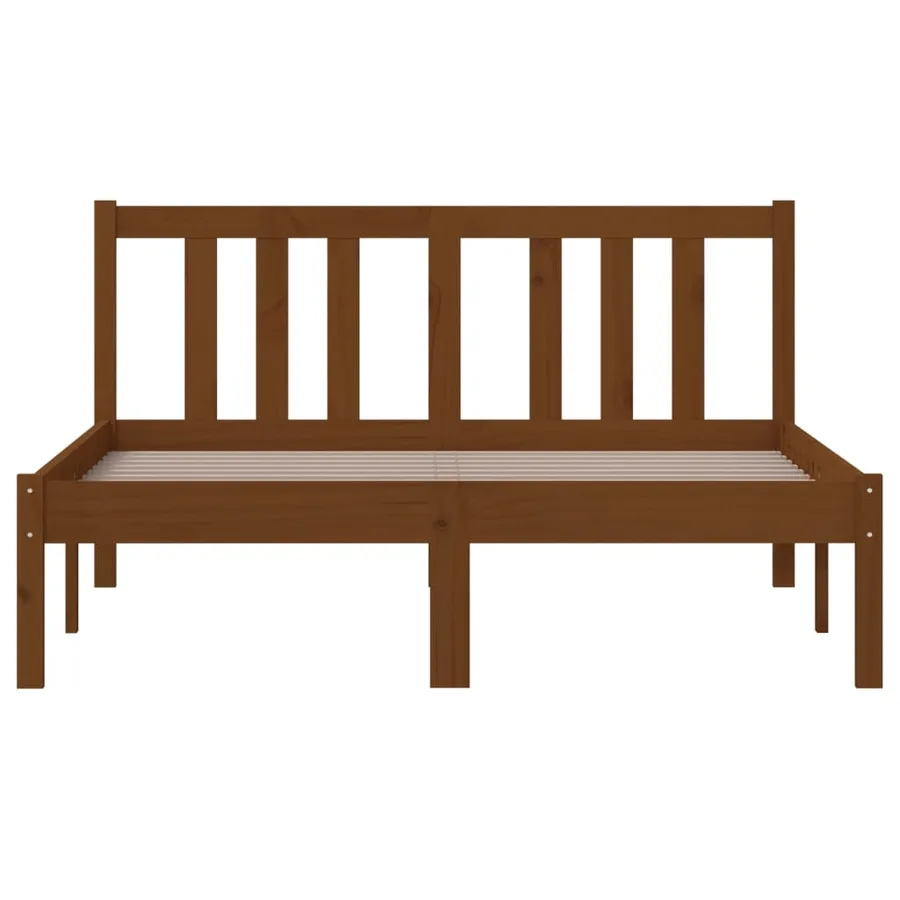 Cadre de lit sans matelas marron miel bois massif 120x200 cm - 4