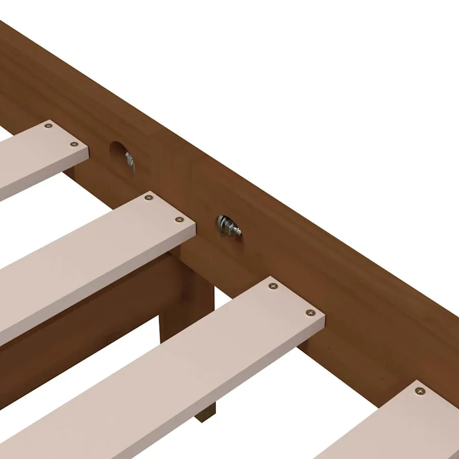 Cadre de lit sans matelas marron miel bois massif 120x200 cm - 6