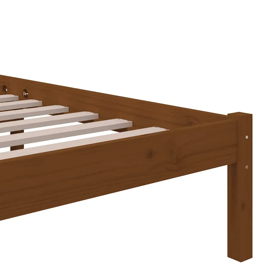 Cadre de lit sans matelas marron miel bois massif 120x200 cm - 7