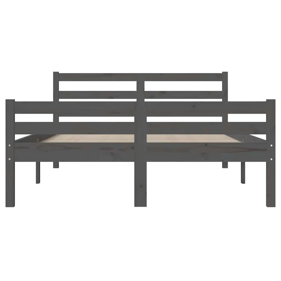 Cadre de lit sans matelas gris bois massif 120x200 cm - 5