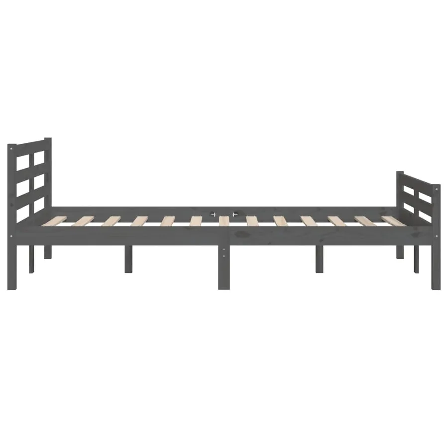 Cadre de lit sans matelas gris bois massif 120x200 cm - 6