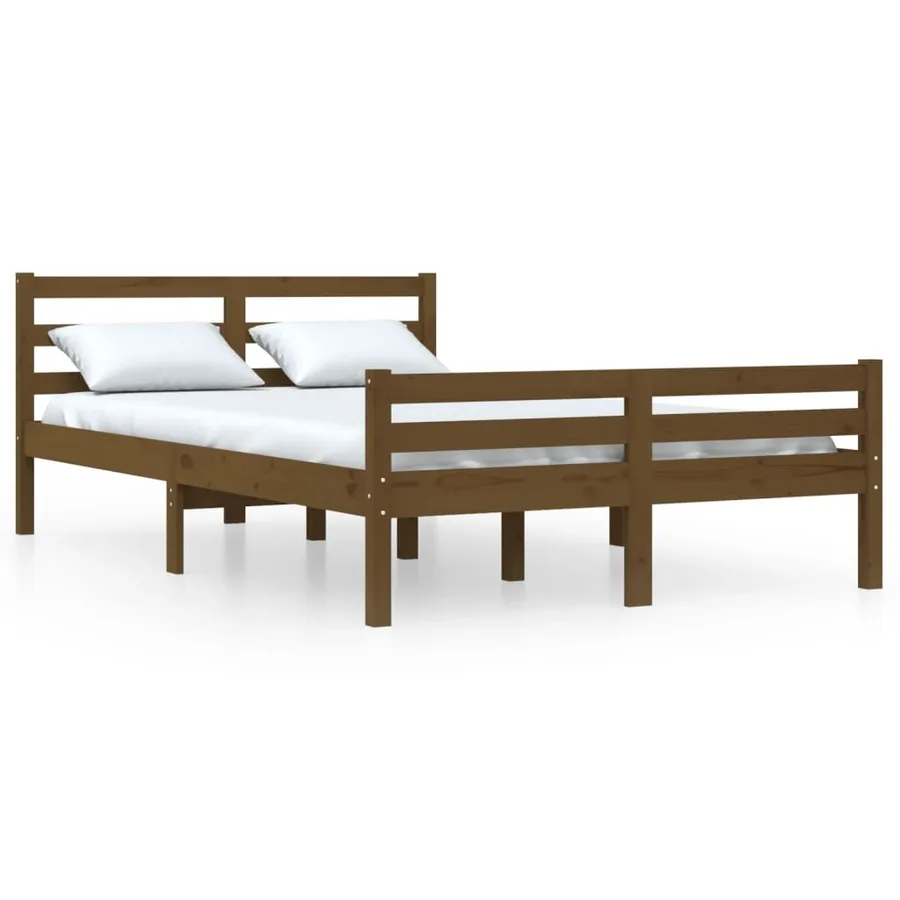 Cadre de lit sans matelas marron miel bois massif 120x190 cm - 2