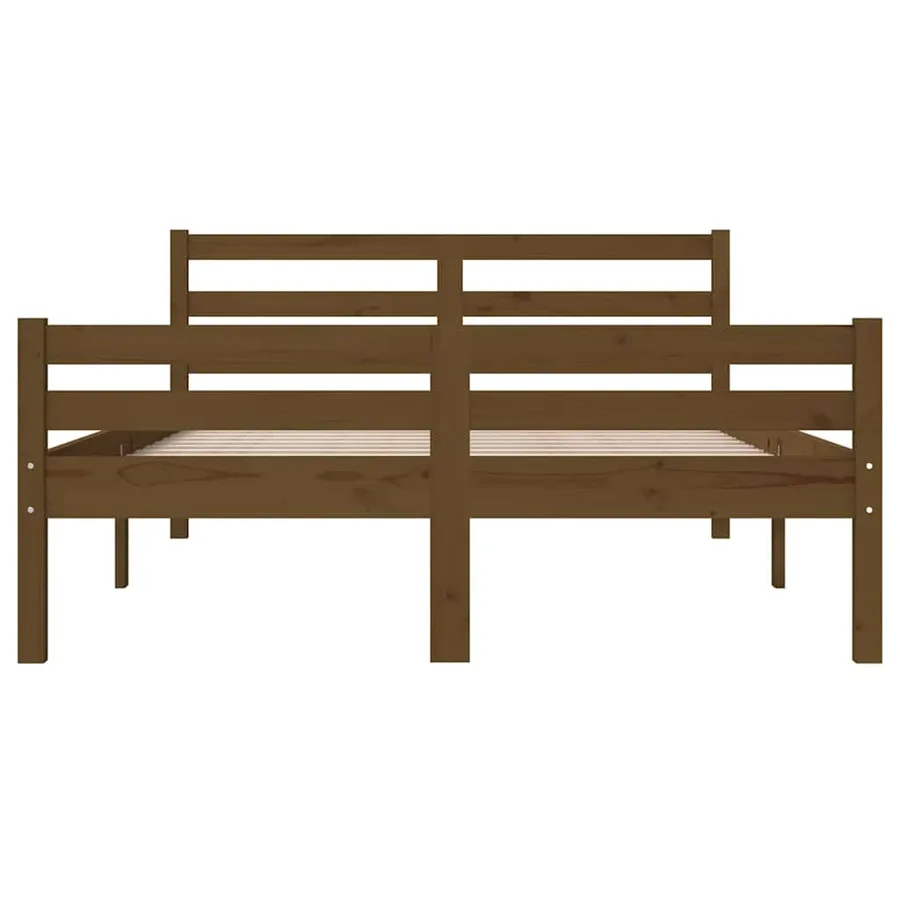 Cadre de lit sans matelas marron miel bois massif 120x190 cm - 5