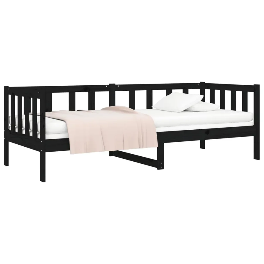 Lit de jour sans matelas noir 90x190 cm bois de pin massif - 4
